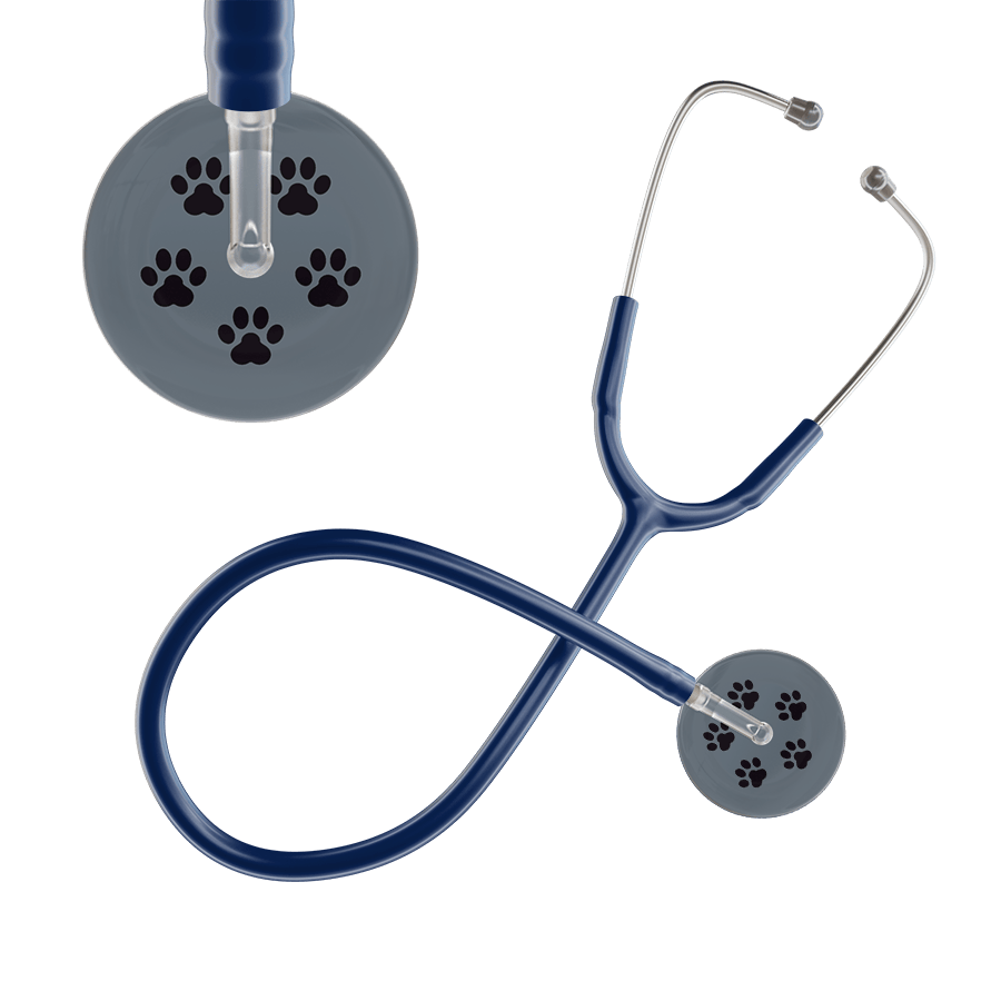 Ultrascope Single Stethoscope Black Paw Granite Background / Adult / Navy Paw Print Stethoscope
