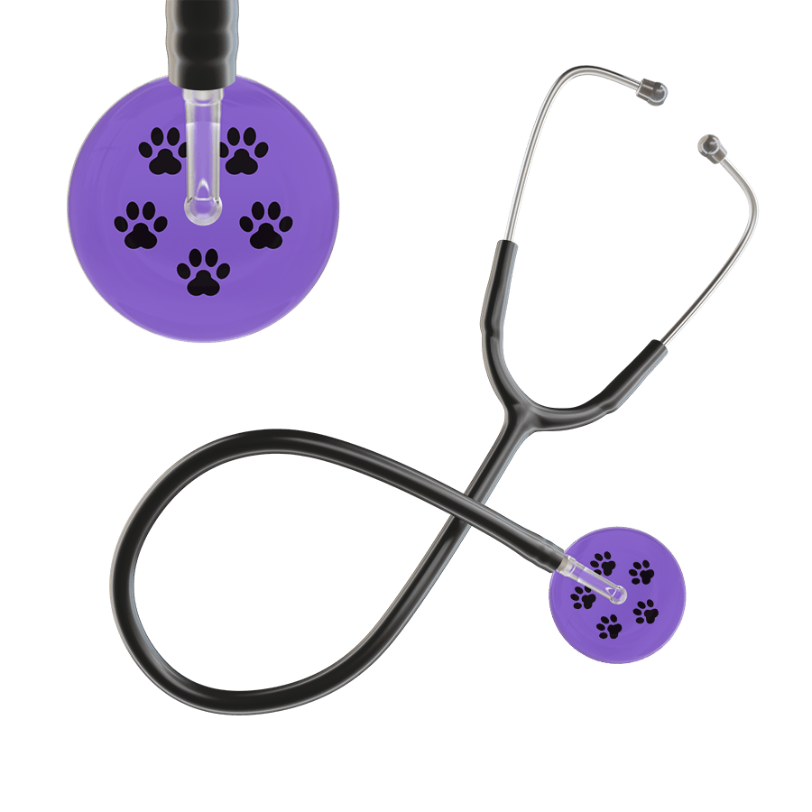 Ultrascope Single Stethoscope Black Paw Lavender Background / Adult / Black Paw Print Stethoscope