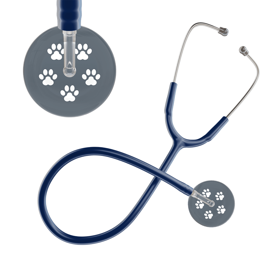 Ultrascope Single Stethoscope White Paw Granite Background / Adult / Navy Paw Print Stethoscope