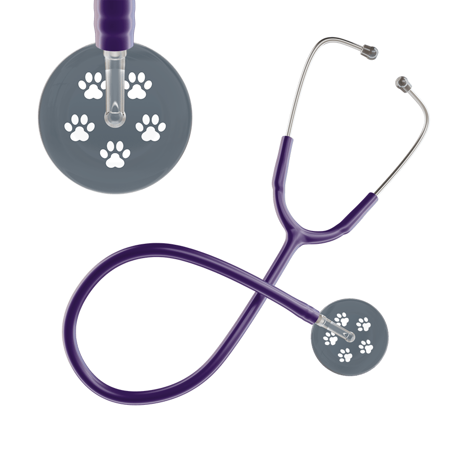 Ultrascope Single Stethoscope White Paw Granite Background / Adult / Purple Paw Print Stethoscope