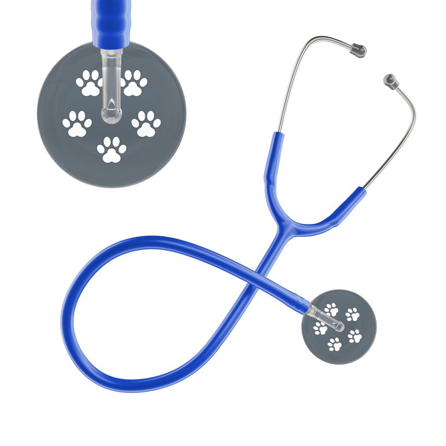 Ultrascope Single Stethoscope White Paw Granite Background / Adult / Royal Blue Paw Print Stethoscope