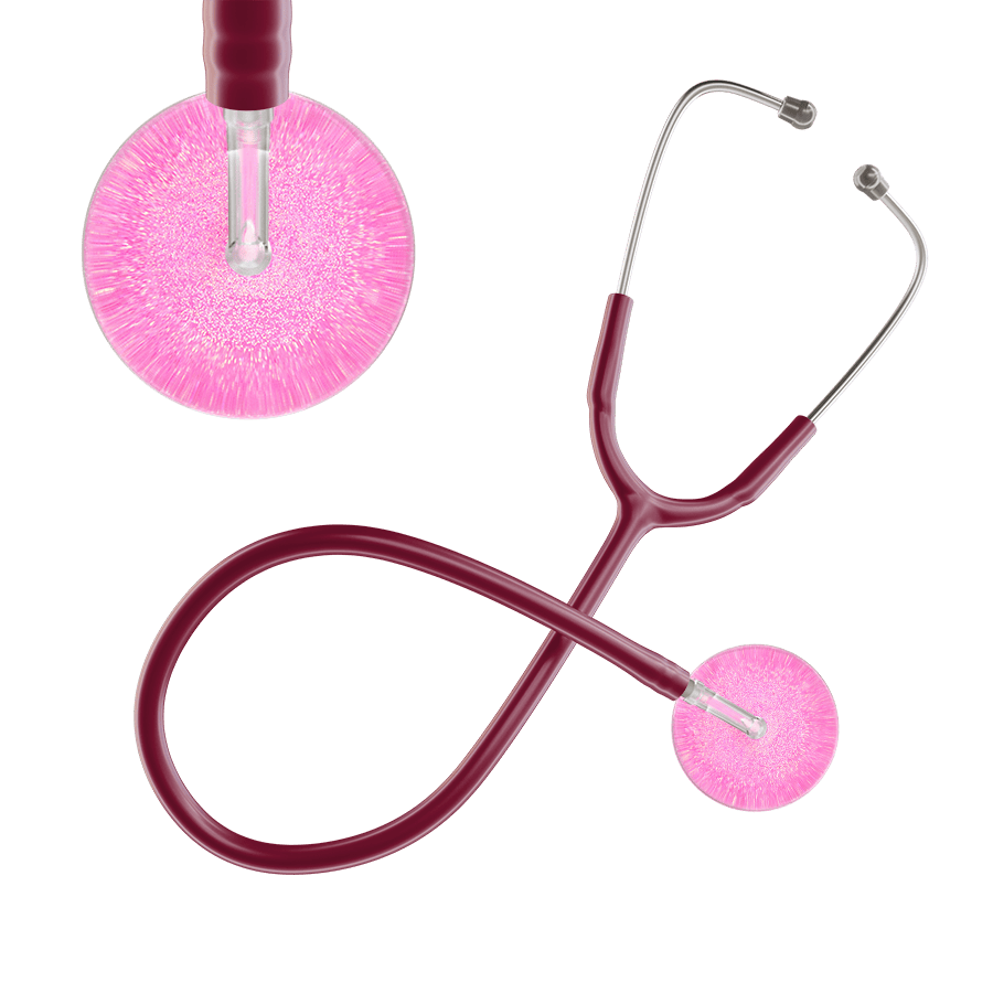 Ultrascope Single Stethoscope Hot Pink Glitter and Sparkles / Adult / Burgundy Light Glitter & Sparkles Stethoscope