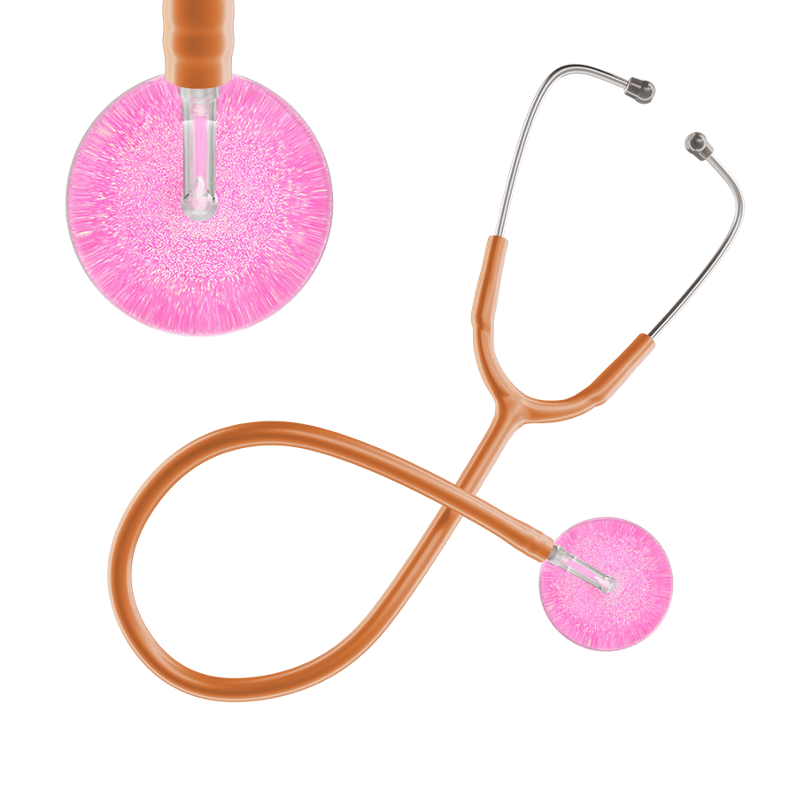 Ultrascope Single Stethoscope Hot Pink Glitter and Sparkles / Pediatric / Caramel Light Glitter & Sparkles Stethoscope