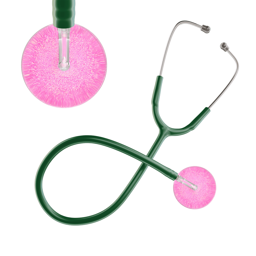 Ultrascope Single Stethoscope Hot Pink Glitter and Sparkles / Adult / Dark Green Light Glitter & Sparkles Stethoscope