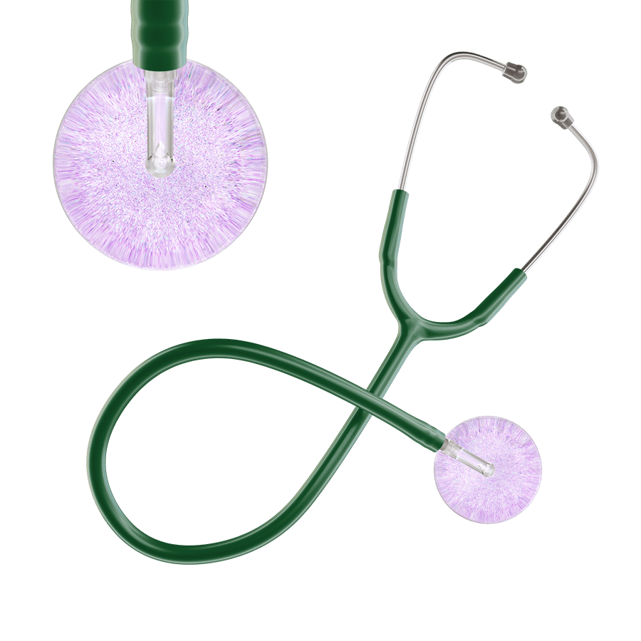 Ultrascope Single Stethoscope Lavender Glitter and Sparkles / Adult / Dark Green Light Glitter & Sparkles Stethoscope