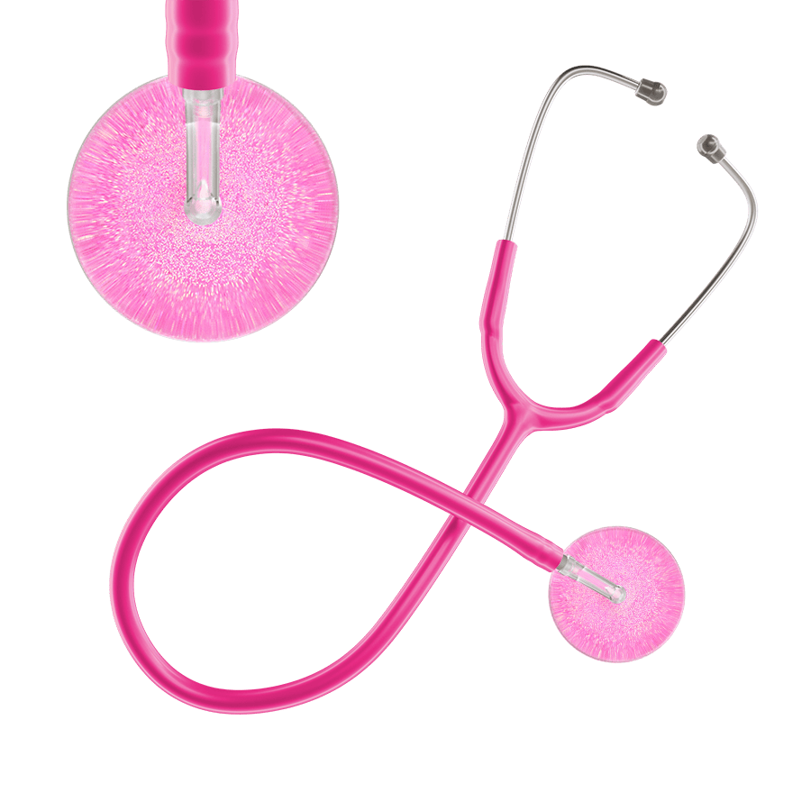 Ultrascope Single Stethoscope Hot Pink Glitter and Sparkles / Adult / Hot Pink Light Glitter & Sparkles Stethoscope