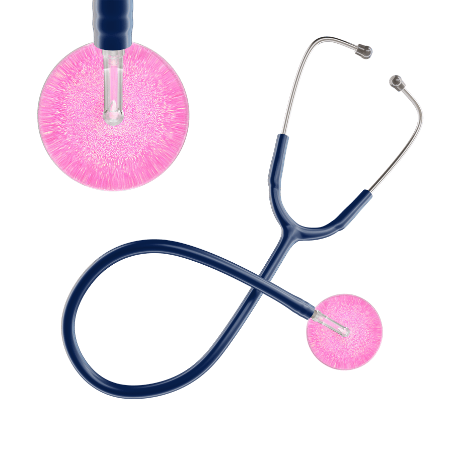Ultrascope Single Stethoscope Hot Pink Glitter and Sparkles / Adult / Navy Light Glitter & Sparkles Stethoscope