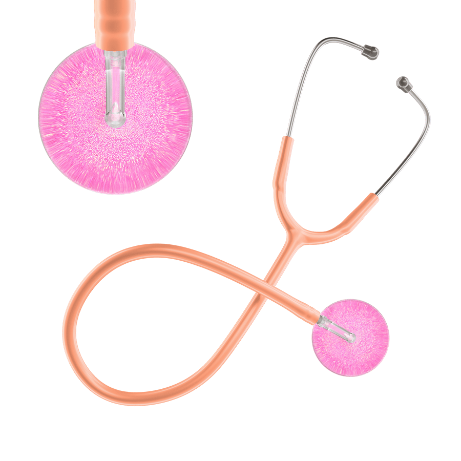 Ultrascope Single Stethoscope Hot Pink Glitter and Sparkles / Adult / Peach Light Glitter & Sparkles Stethoscope