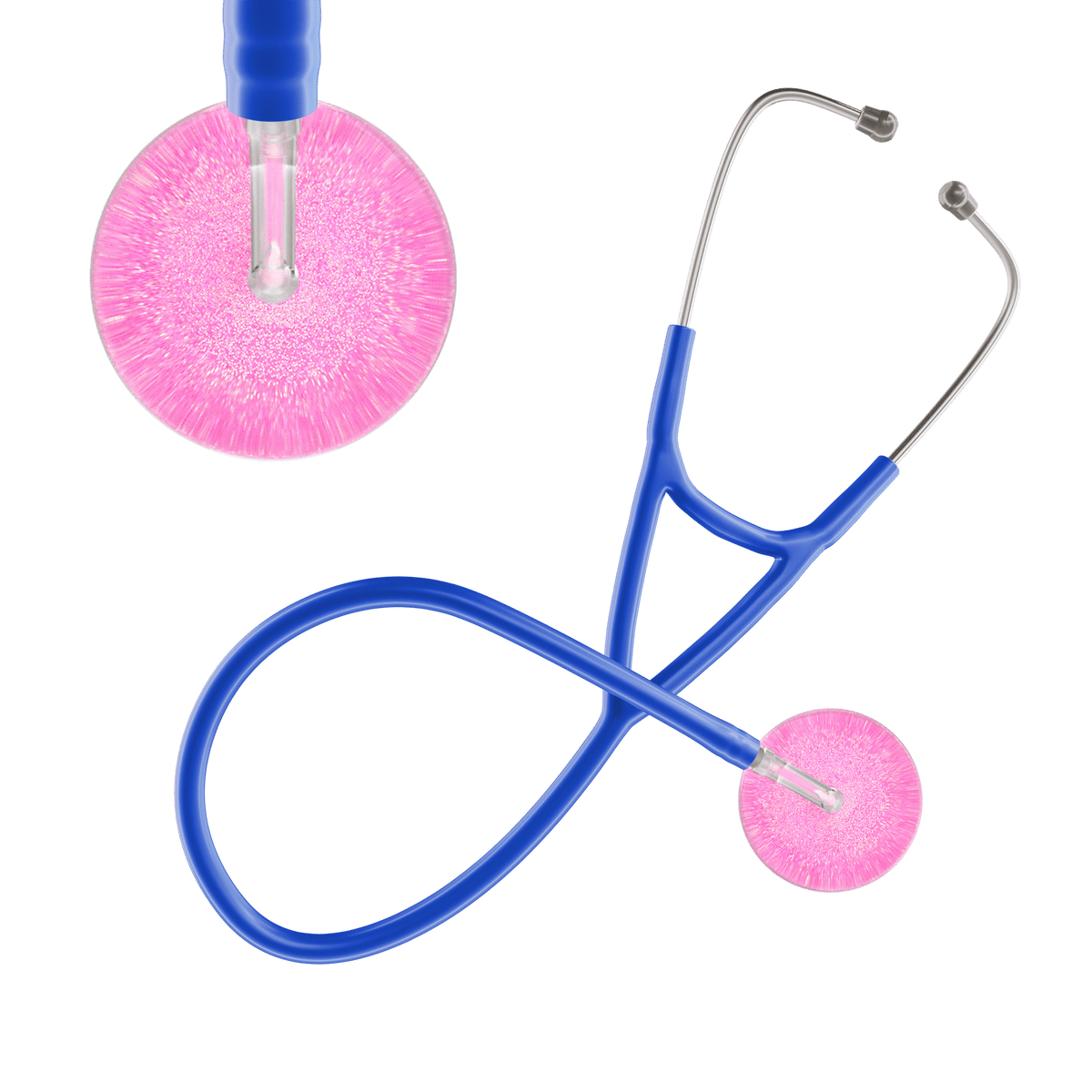 Ultrascope Single Stethoscope Hot Pink Glitter and Sparkles / Adult / Royal Blue Light Glitter & Sparkles Cardiology Stethoscope