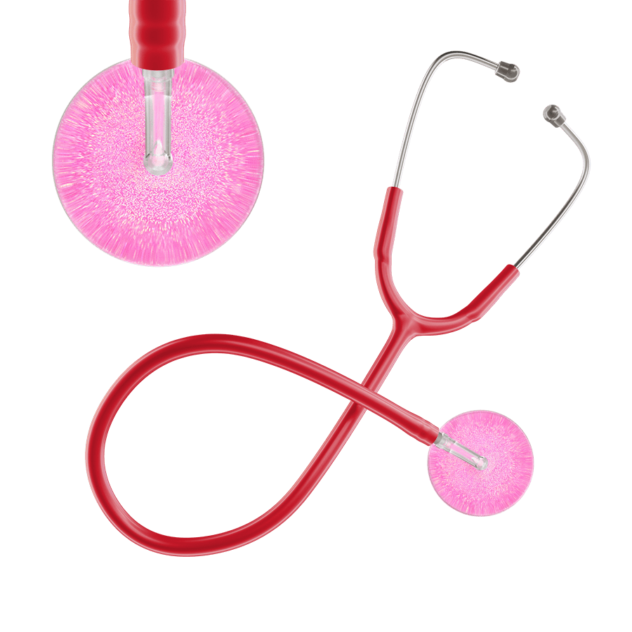 Ultrascope Single Stethoscope Hot Pink Glitter and Sparkles / Adult / Red Light Glitter & Sparkles Stethoscope
