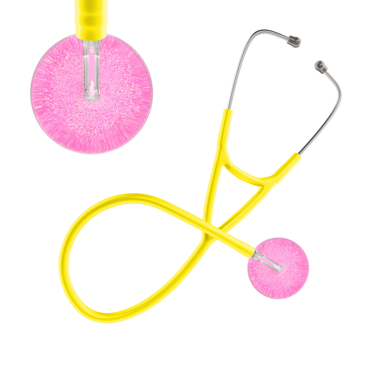 Ultrascope Single Stethoscope Hot Pink Glitter and Sparkles / Adult / Yellow Light Glitter & Sparkles Cardiology Stethoscope