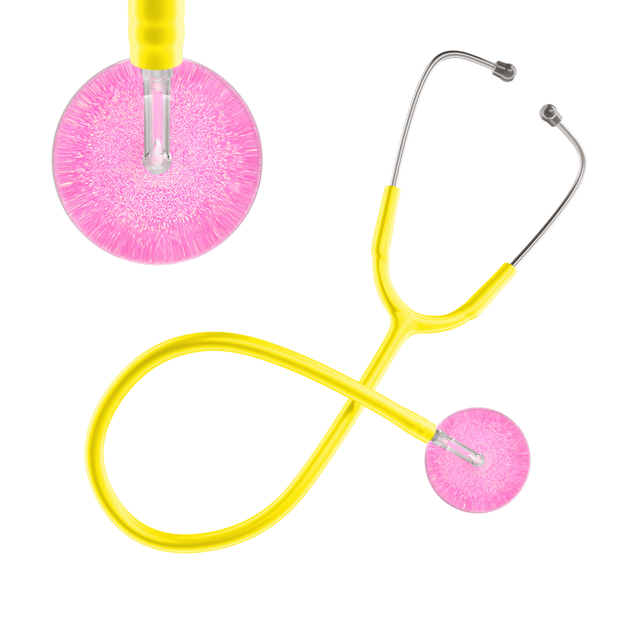Ultrascope Single Stethoscope Hot Pink Glitter and Sparkles / Adult / Yellow Light Glitter & Sparkles Stethoscope