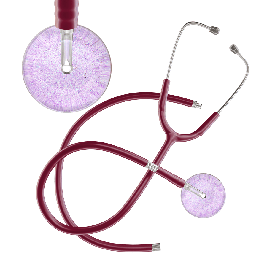 Ultrascope Single Stethoscope Lavender Glitter and Sparkles / Adult / Burgundy Extended Tubing Light Glitter & Sparkles Stethoscope