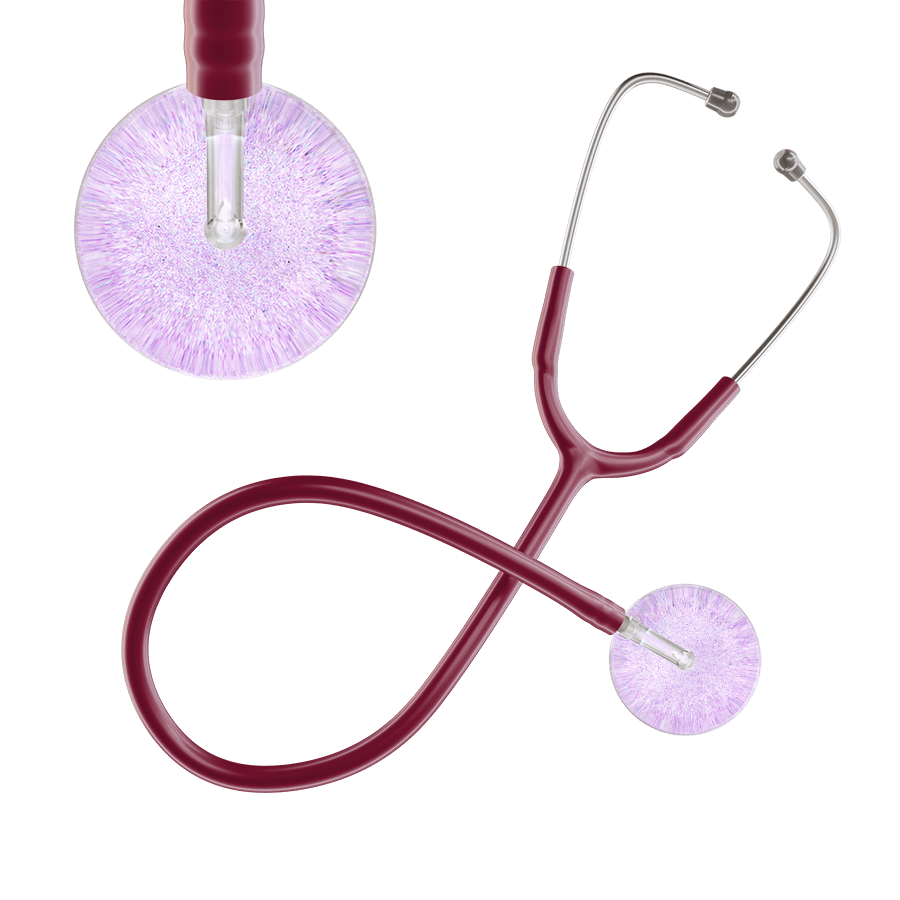 Ultrascope Single Stethoscope Lavender Glitter and Sparkles / Adult / Burgundy Light Glitter & Sparkles Stethoscope