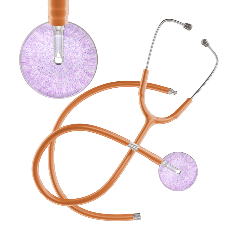Ultrascope Single Stethoscope Lavender Glitter and Sparkles / Pediatric / Caramel Extended Tubing Light Glitter & Sparkles Stethoscope