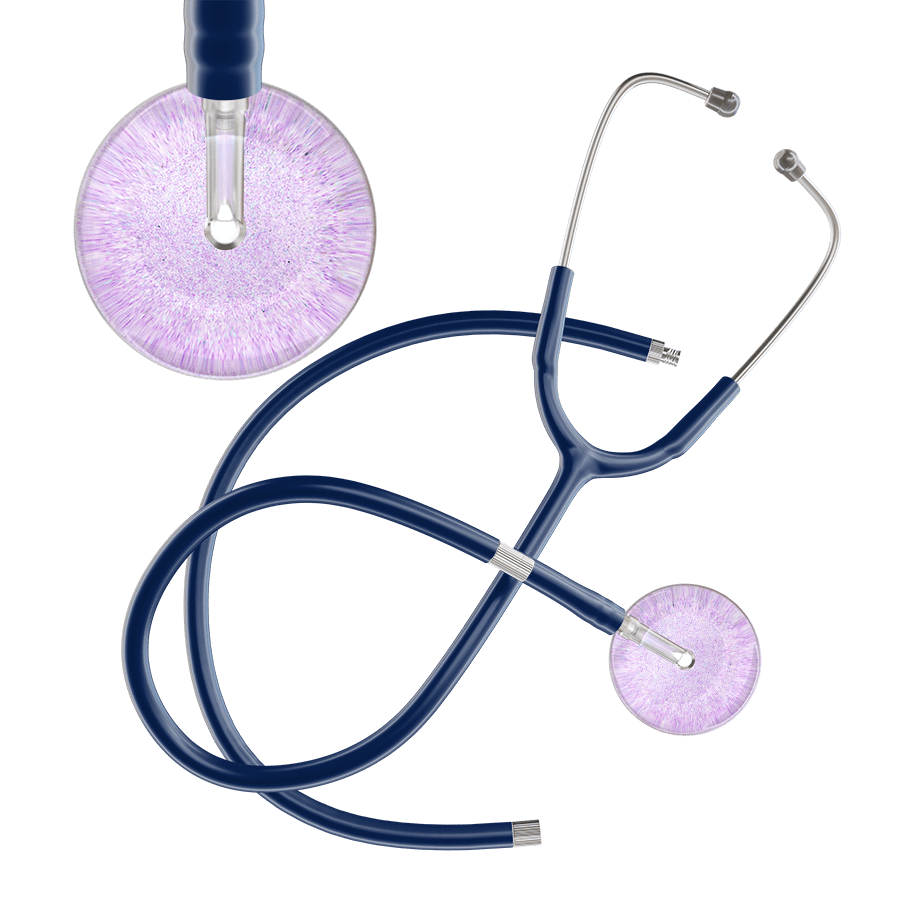 Ultrascope Single Stethoscope Lavender Glitter and Sparkles / Adult / Navy Extended Tubing Light Glitter & Sparkles Stethoscope