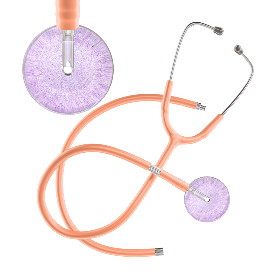 Ultrascope Single Stethoscope Lavender Glitter and Sparkles / Adult / Peach Extended Tubing Light Glitter & Sparkles Stethoscope