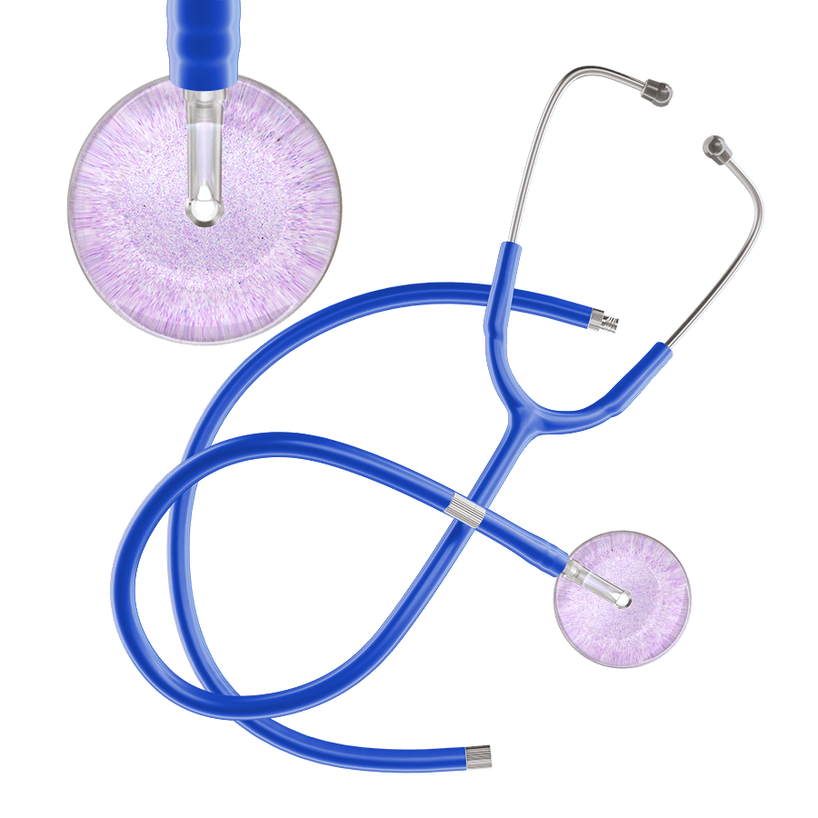 Ultrascope Single Stethoscope Lavender Glitter and Sparkles / Adult / Royal Blue Extended Tubing Light Glitter & Sparkles Stethoscope
