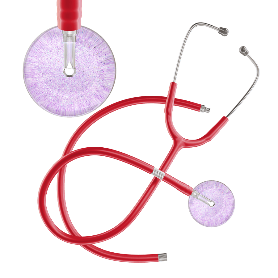 Ultrascope Single Stethoscope Lavender Glitter and Sparkles / Adult / Red Extended Tubing Light Glitter & Sparkles Stethoscope