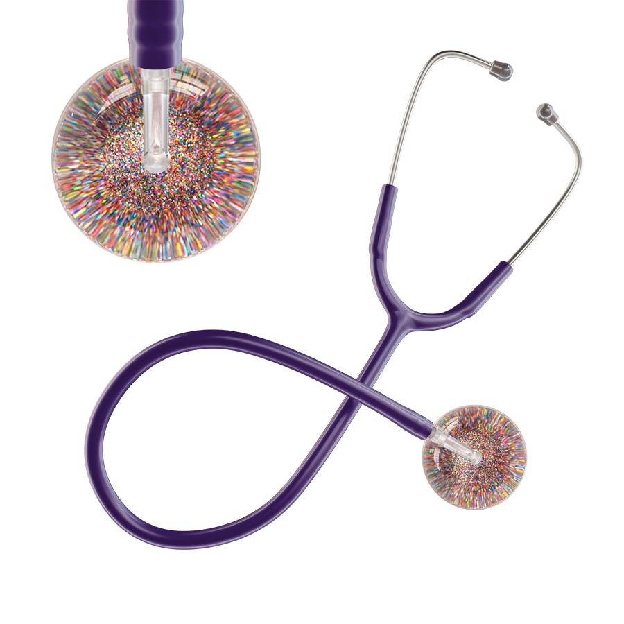 Ultrascope Single Stethoscope Multi Color Glitter and Sparkles / Adult / Purple Glitter & Sparkles Stethoscope