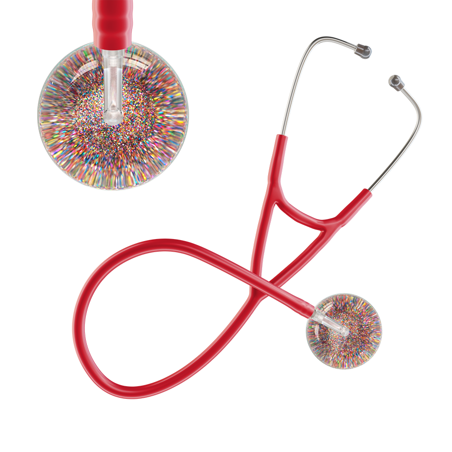Ultrascope Single Stethoscope Multi Color Glitter and Sparkles / Adult / Red Glitter & Sparkles Cardiology Stethoscope