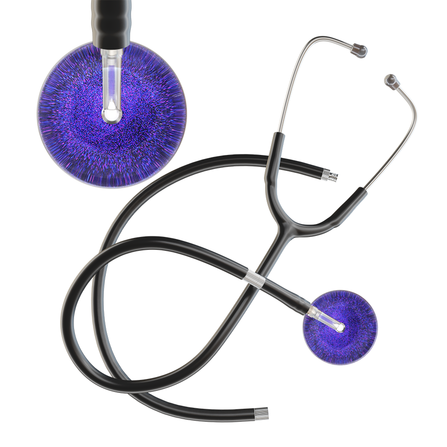 Ultrascope Single Stethoscope Purple Glitter and Sparkles / Adult / Black Extended Tubing Dark Glitter & Sparkles Stethoscope