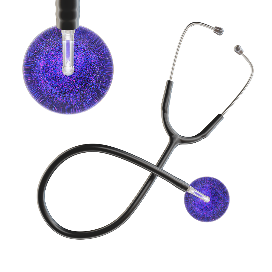 Ultrascope Single Stethoscope Purple Glitter and Sparkles / Adult / Black Dark Glitter & Sparkles Stethoscope