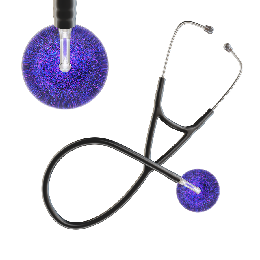 Ultrascope Single Stethoscope Purple Glitter and Sparkles / Pediatric / Black Dark Glitter & Sparkles Cardiology Stethoscope