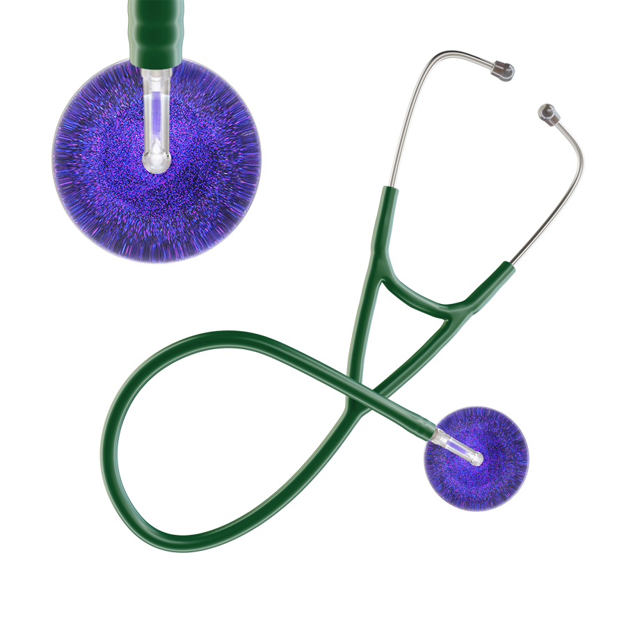 Ultrascope Single Stethoscope Purple Glitter and Sparkles / Pediatric / Dark Green Dark Glitter & Sparkles Cardiology Stethoscope