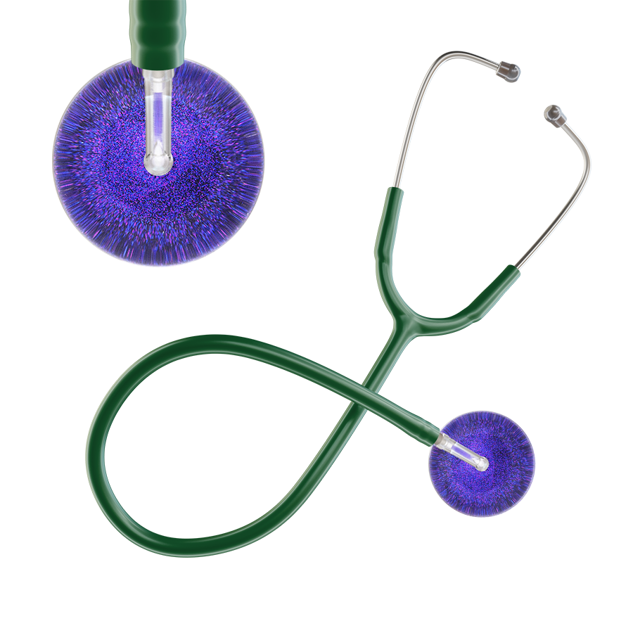Ultrascope Single Stethoscope Purple Glitter and Sparkles / Adult / Dark Green Dark Glitter & Sparkles Stethoscope