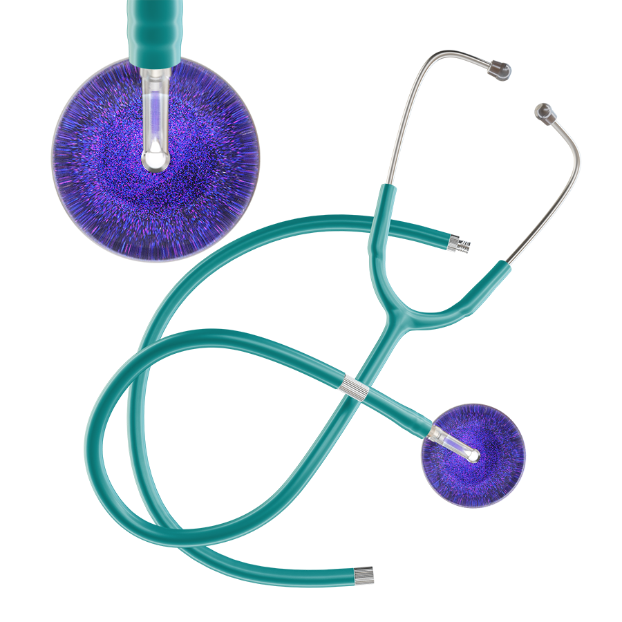 Ultrascope Single Stethoscope Purple Glitter and Sparkles / Adult / Jade Extended Tubing Dark Glitter & Sparkles Stethoscope
