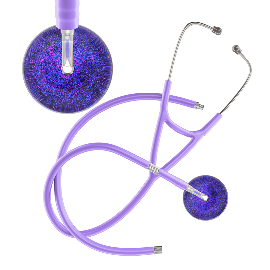 Ultrascope Single Stethoscope Purple Glitter and Sparkles / Adult / Lavender Extended Tubing Dark Glitter & Sparkles Cardiology Stethoscope