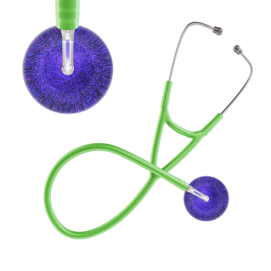 Ultrascope Single Stethoscope Purple Glitter and Sparkles / Pediatric / Lime Green Dark Glitter & Sparkles Cardiology Stethoscope