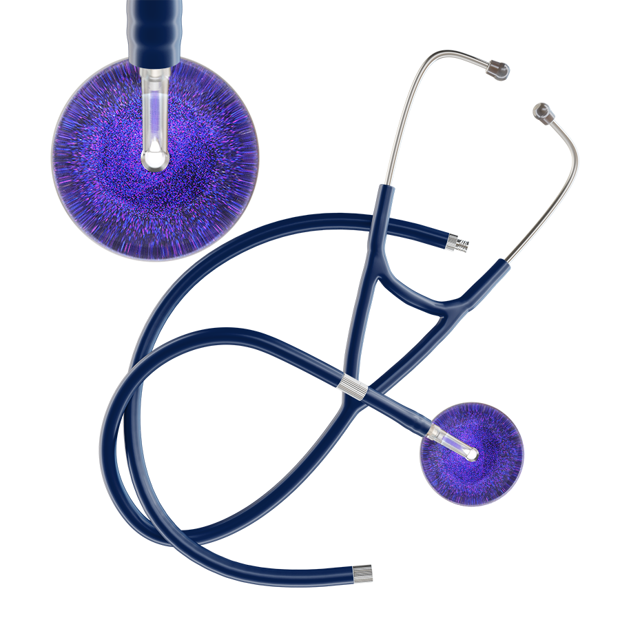 Ultrascope Single Stethoscope Purple Glitter and Sparkles / Adult / Navy Extended Tubing Dark Glitter & Sparkles Cardiology Stethoscope