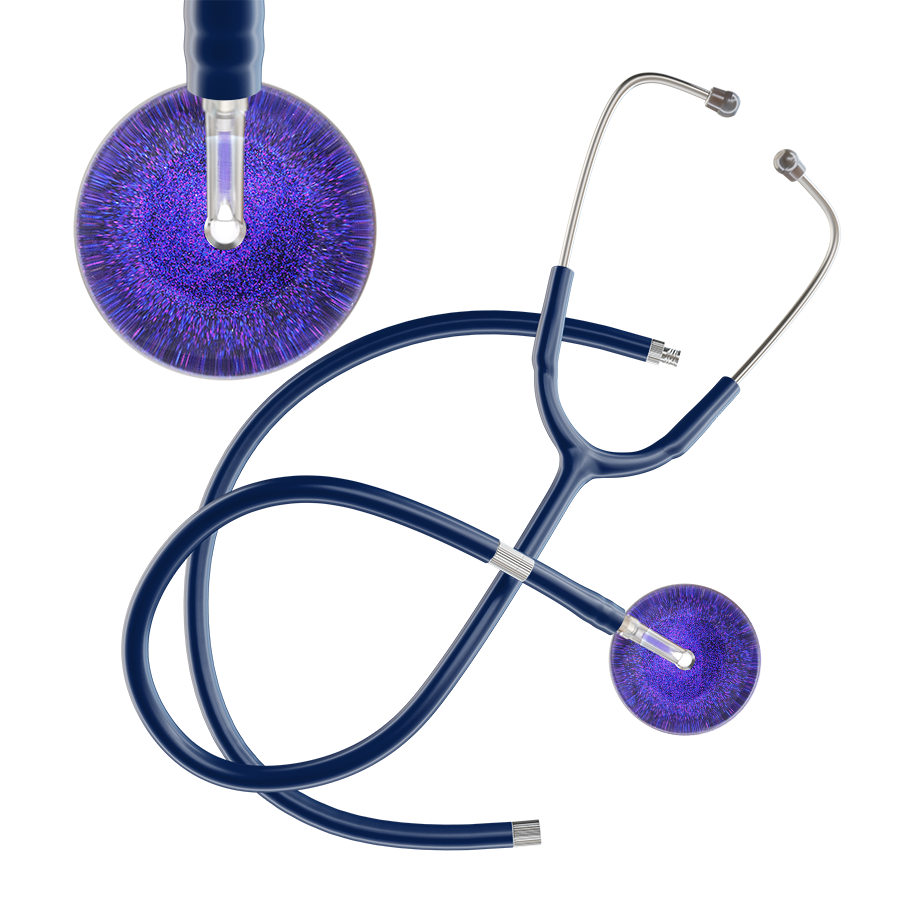 Ultrascope Single Stethoscope Purple Glitter and Sparkles / Adult / Navy Extended Tubing Dark Glitter & Sparkles Stethoscope