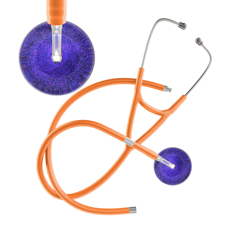 Ultrascope Single Stethoscope Purple Glitter and Sparkles / Adult / Orange Extended Tubing Dark Glitter & Sparkles Cardiology Stethoscope