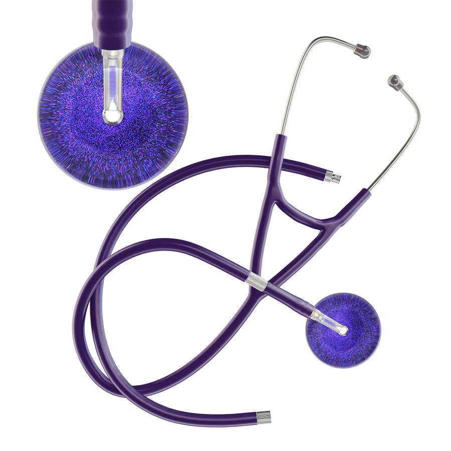 Ultrascope Single Stethoscope Purple Glitter and Sparkles / Adult / Purple Extended Tubing Dark Glitter & Sparkles Cardiology Stethoscope