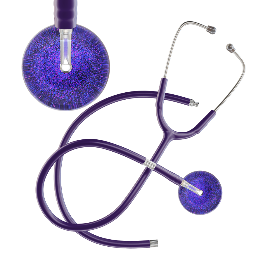 Ultrascope Single Stethoscope Purple Glitter and Sparkles / Adult / Purple Extended Tubing Dark Glitter & Sparkles Stethoscope