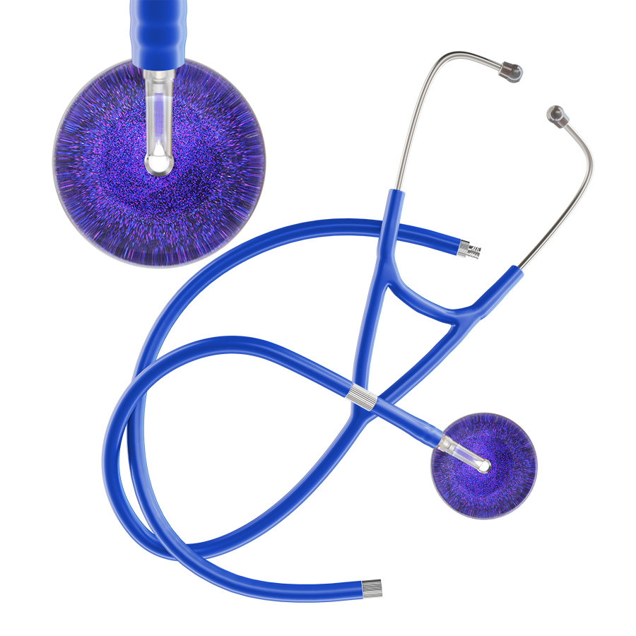 Ultrascope Single Stethoscope Purple Glitter and Sparkles / Pediatric / Royal Blue Extended Tubing Dark Glitter & Sparkles Cardiology Stethoscope