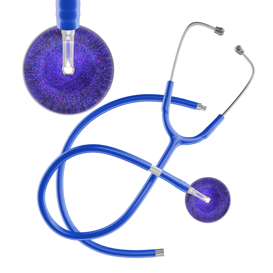 Ultrascope Single Stethoscope Purple Glitter and Sparkles / Adult / Royal Blue Extended Tubing Dark Glitter & Sparkles Stethoscope