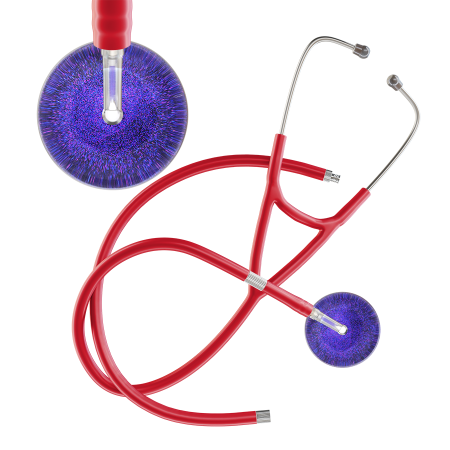 Ultrascope Single Stethoscope Purple Glitter and Sparkles / Adult / Red Extended Tubing Dark Glitter & Sparkles Cardiology Stethoscope