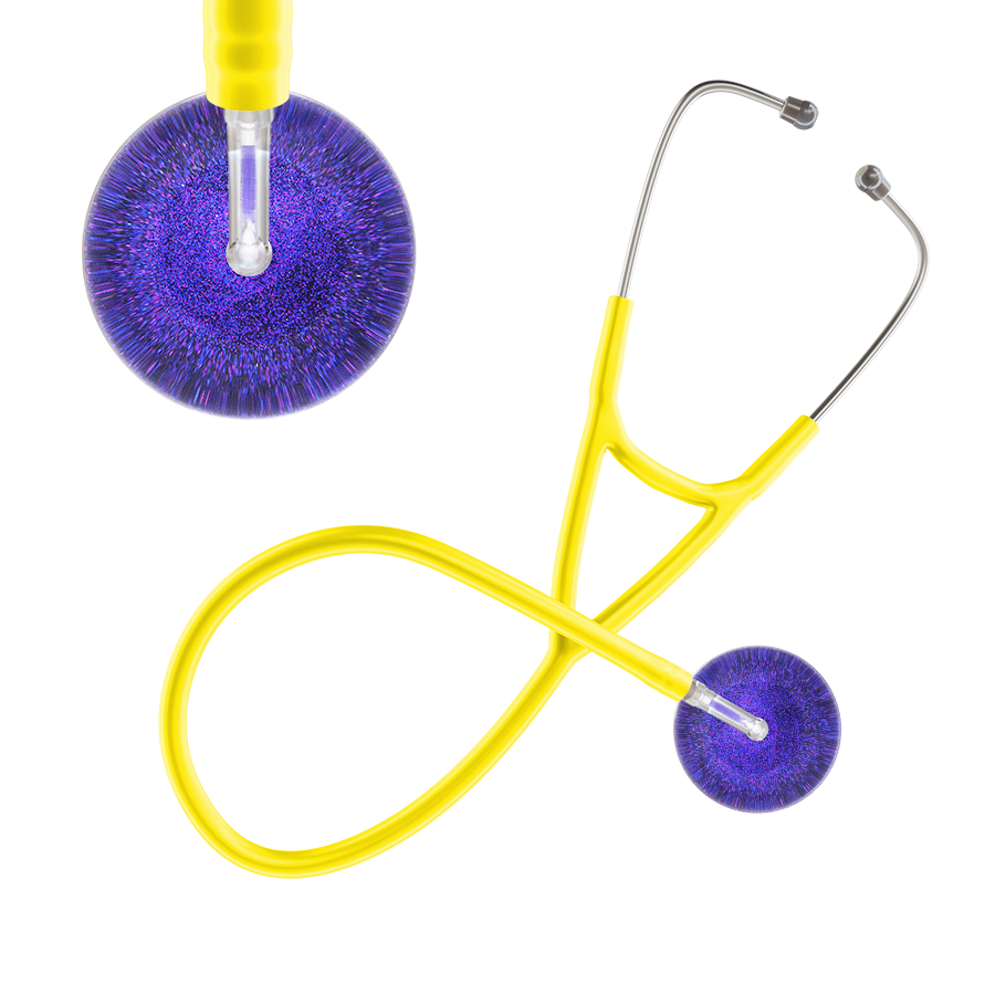 Ultrascope Single Stethoscope Purple Glitter and Sparkles / Adult / Yellow Dark Glitter & Sparkles Cardiology Stethoscope