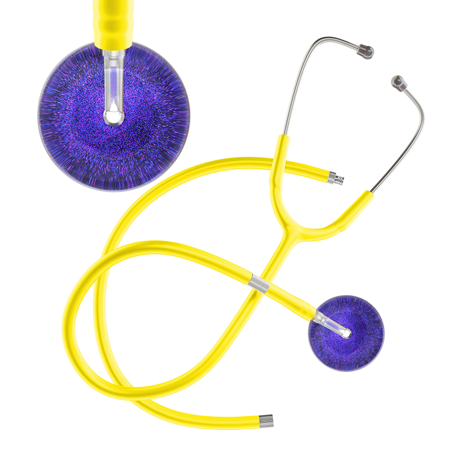 Ultrascope Single Stethoscope Purple Glitter and Sparkles / Adult / Yellow Extended Tubing Dark Glitter & Sparkles Stethoscope