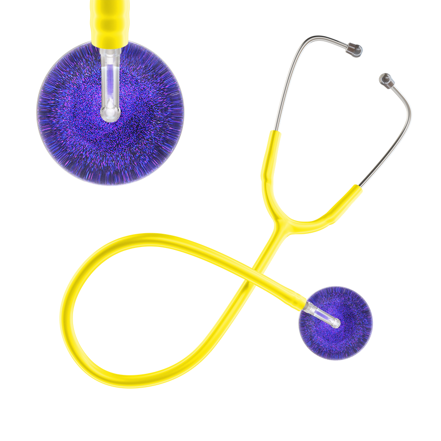 Ultrascope Single Stethoscope Purple Glitter and Sparkles / Adult / Yellow Dark Glitter & Sparkles Stethoscope