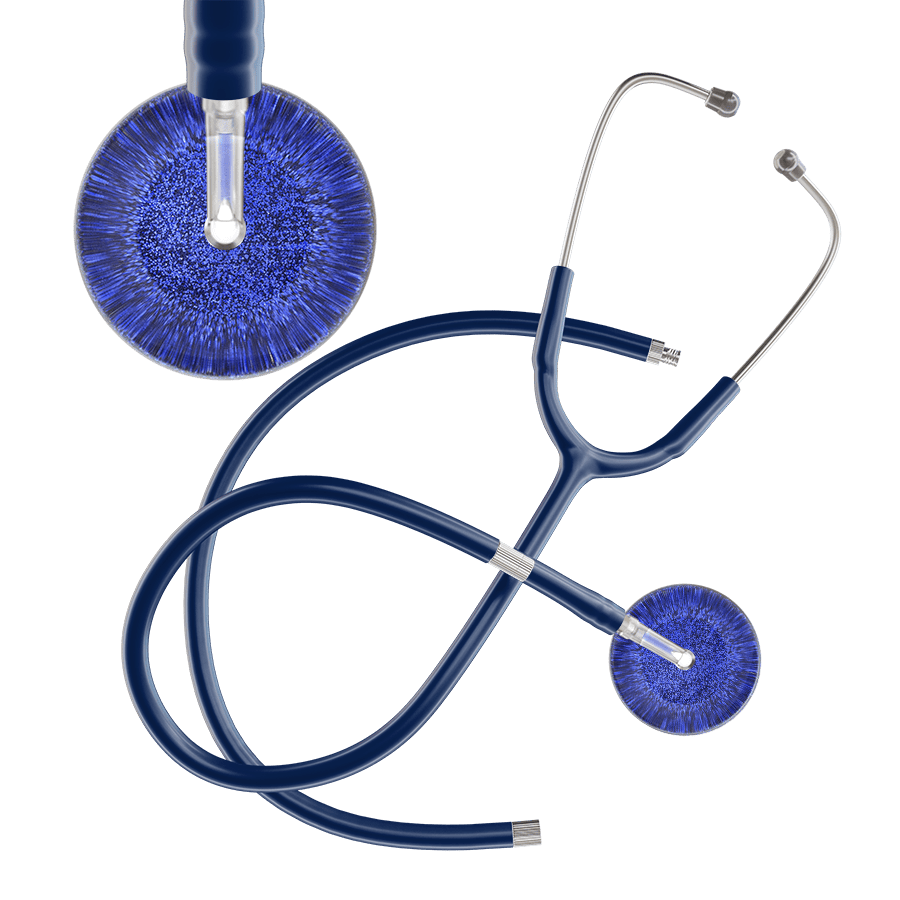Ultrascope Single Stethoscope Royal Blue Glitter and Sparkles / Adult / Navy Extended Tubing Dark Glitter & Sparkles Stethoscope