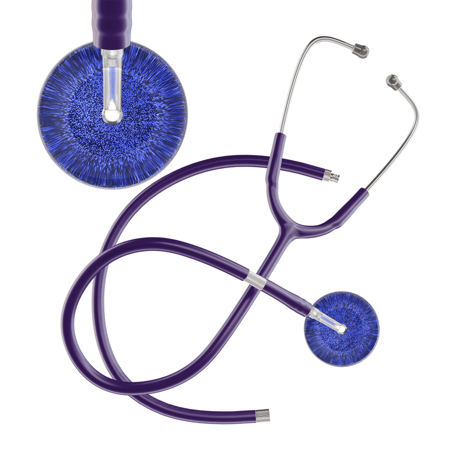 Ultrascope Single Stethoscope Royal Blue Glitter and Sparkles / Adult / Purple Extended Tubing Dark Glitter & Sparkles Stethoscope