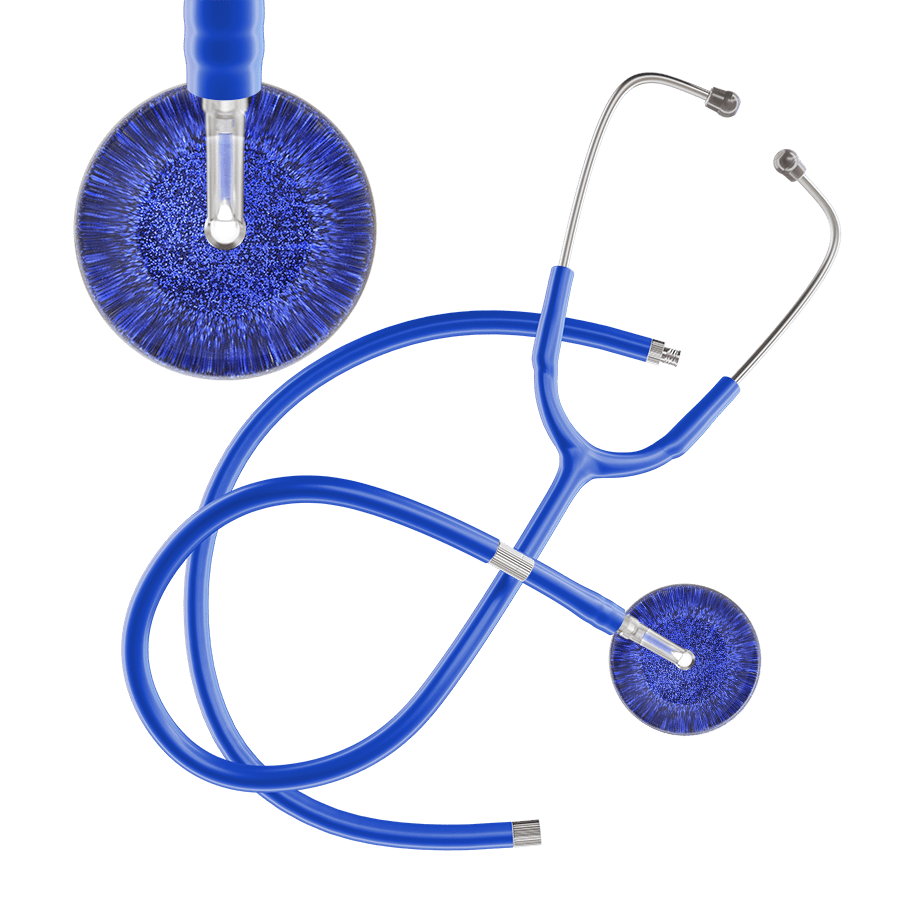 Ultrascope Single Stethoscope Royal Blue Glitter and Sparkles / Adult / Royal Blue Extended Tubing Dark Glitter & Sparkles Stethoscope