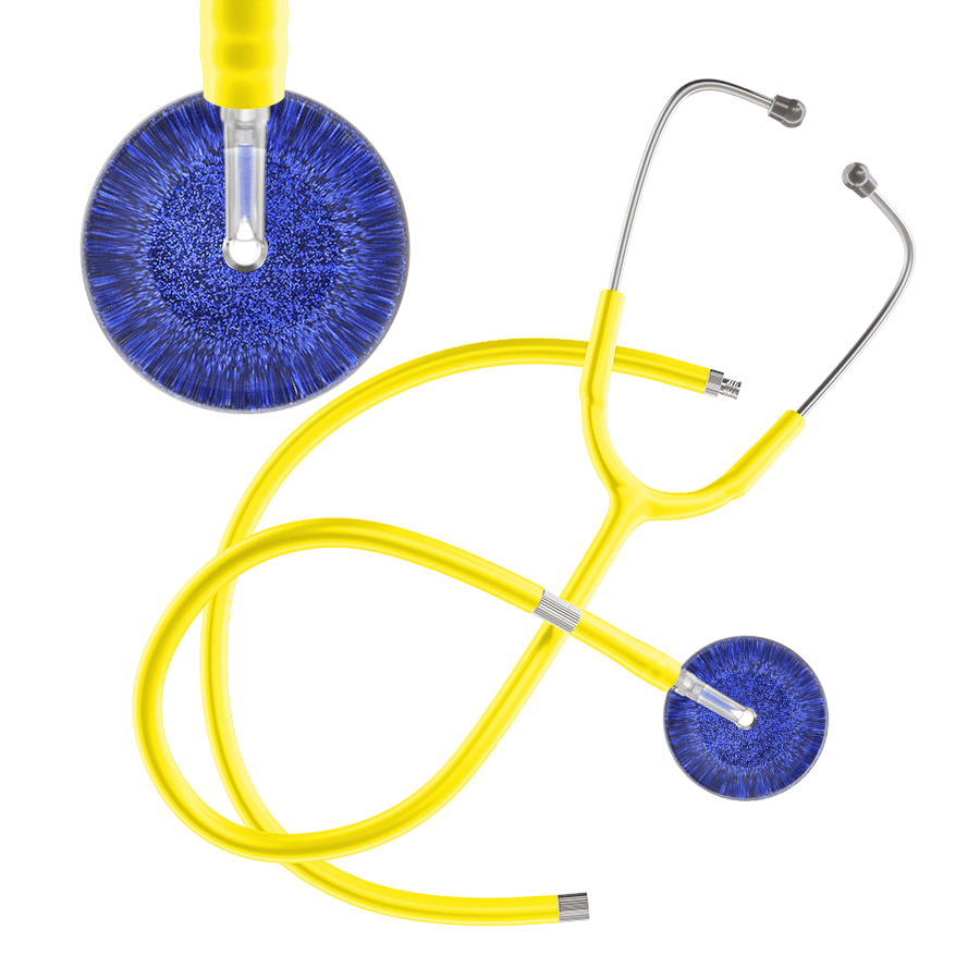 Ultrascope Single Stethoscope Royal Blue Glitter and Sparkles / Adult / Yellow Extended Tubing Dark Glitter & Sparkles Stethoscope