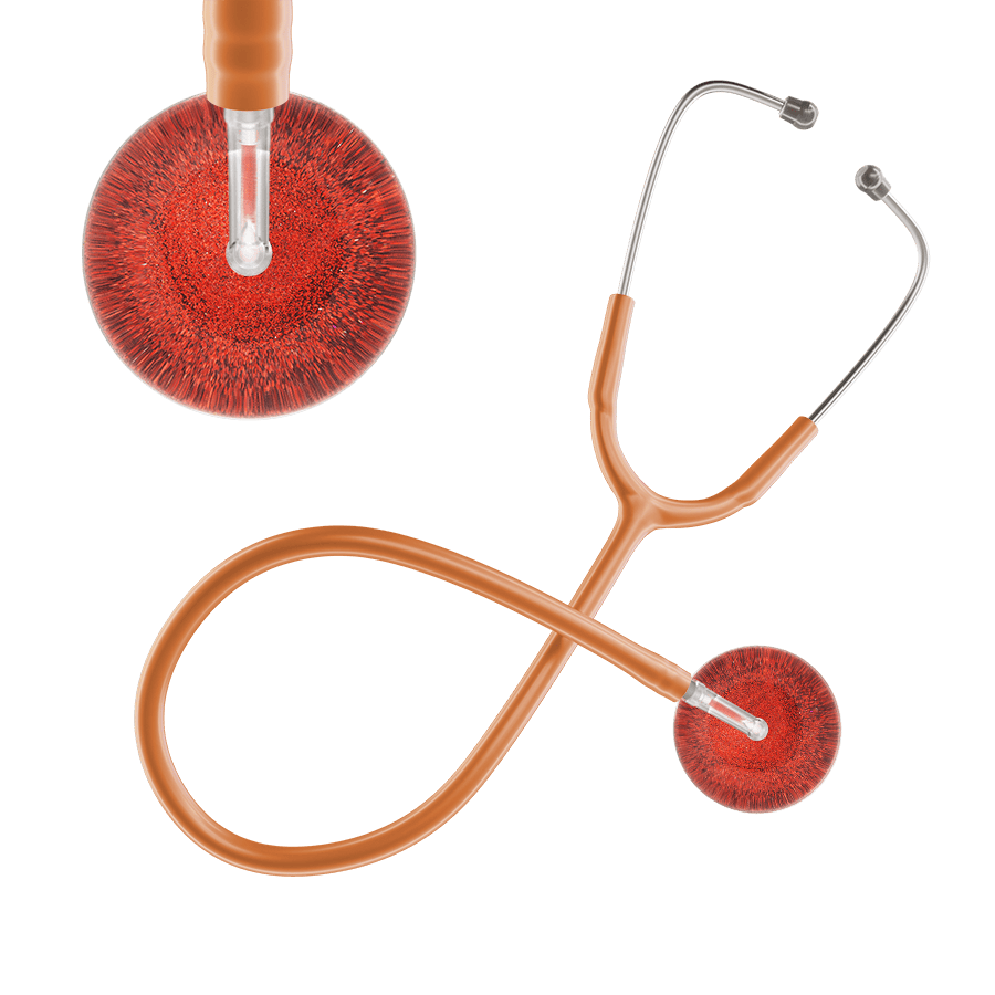 Ultrascope Single Stethoscope Red Glitter and Sparkles / Pediatric / Caramel Dark Glitter & Sparkles Stethoscope