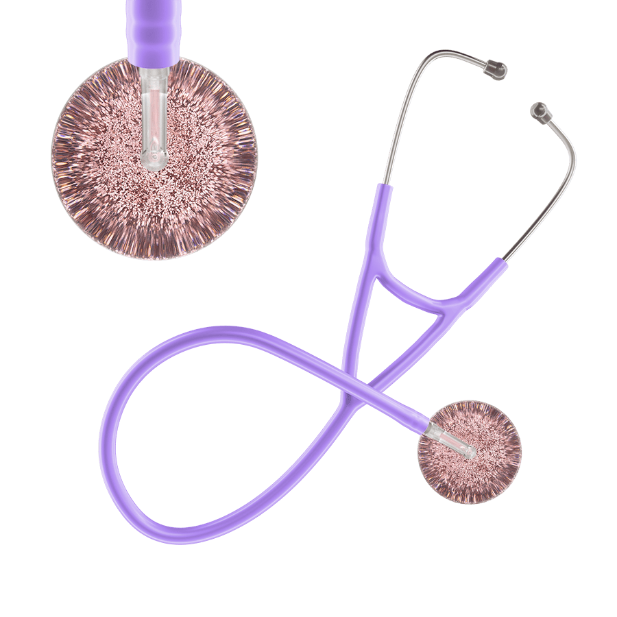 Ultrascope Single Stethoscope Rose Gold Glitter and Sparkles / Adult / Lavender Glitter & Sparkles Cardiology Stethoscope